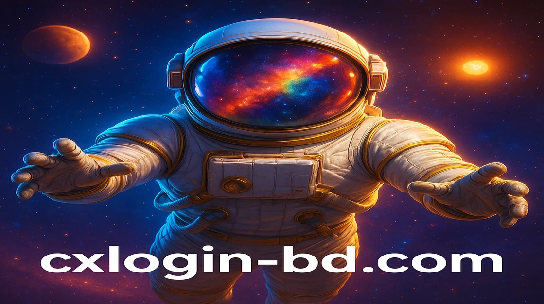 cx login একটি জ্বলন্ত নভোচারী, স্পেসসুট-পরিহিত, 'Spaceman' লেবেলসহ, মহাশূন্যে গ্রহগুলোর মাঝে এবং নিয়ন্ত্রণ প্যানেলগুলোর পাশে ভাসছে।